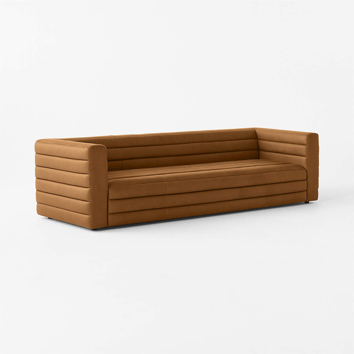 Strato 103" Channeled Brown Leather Sofa
