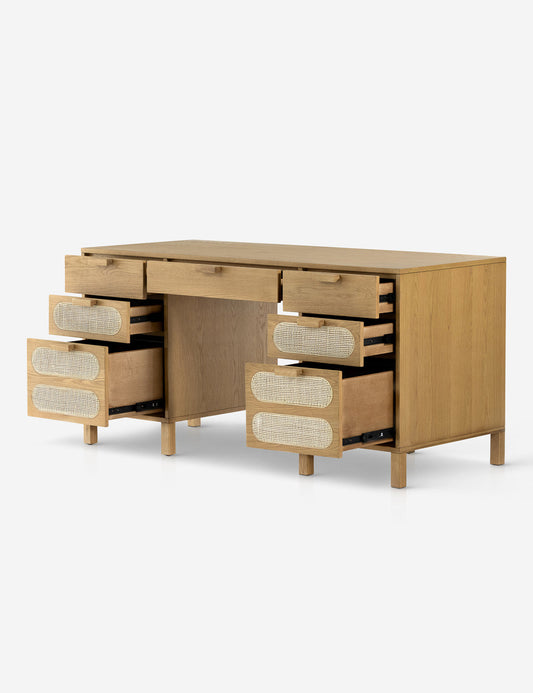 Verna Executive Desk - Honey Oak