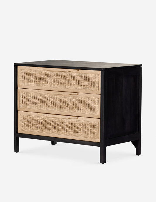 Hannah 3-Drawer Nightstand - Black And Natural