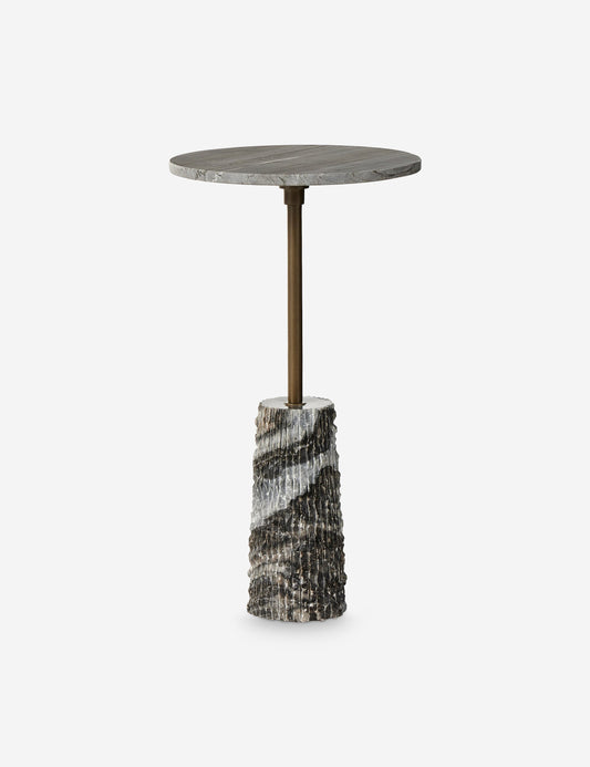 Fallow Round Side Table - Gray Marble