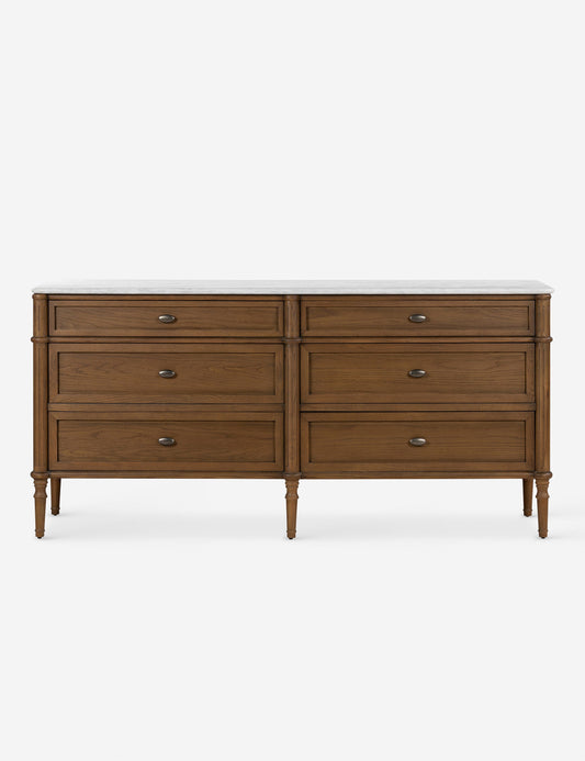 Delancey 6-Drawer Dresser - White Marble And Brown