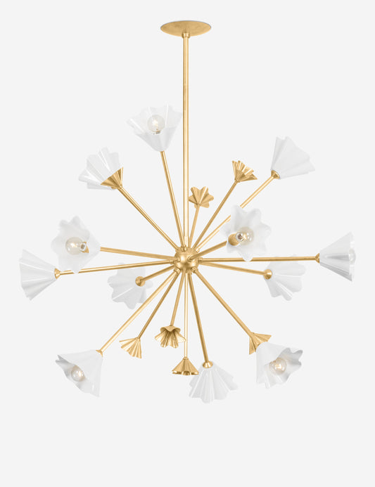 Marigold Chandelier - Brass And White 42.25" Dia