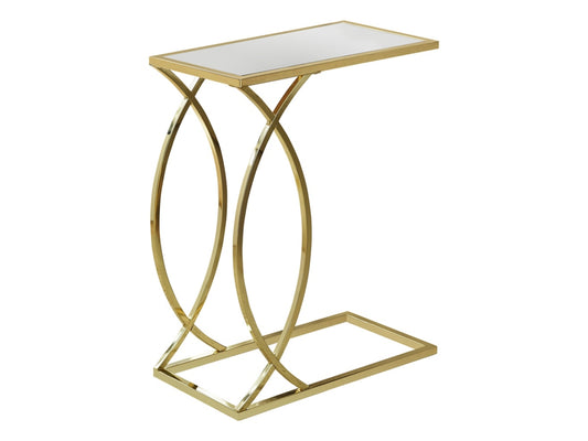 Monarch Specialties Contemporary Mirror Top C-Shape Accent Table