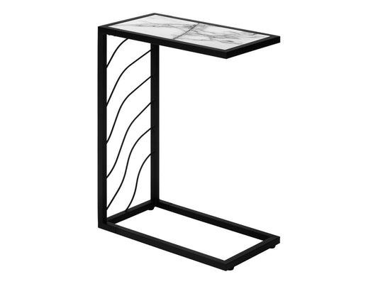 Monarch Specialties Modern C-Shape Accent Table With Wave Design Base