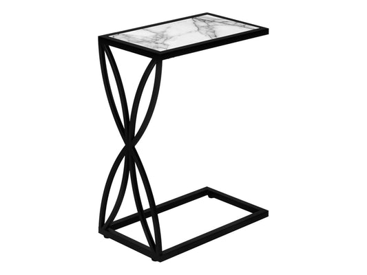 Monarch Specialties Modern C-Shape Accent Table With Flower Petal Design Base