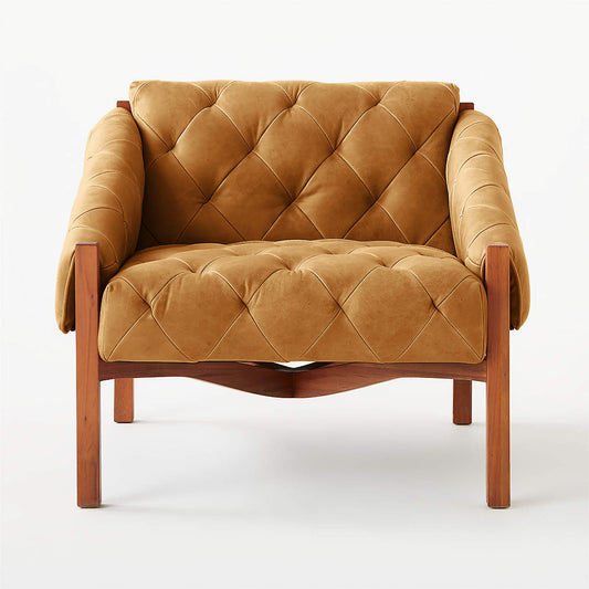 Abruzzo Brown Leather Tufted Chair