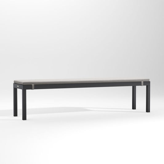 Alfresco Black Outdoor Dining Bench With Silver Sunbrella ® Cushion