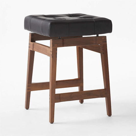 Briosco Black Leather Counter Stool By Gianfranco Frattini