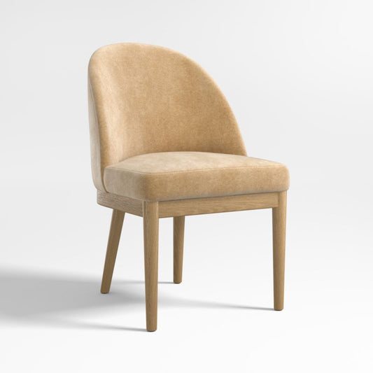 Ana Camel Tan Velvet Dining Chair With Natural Legs