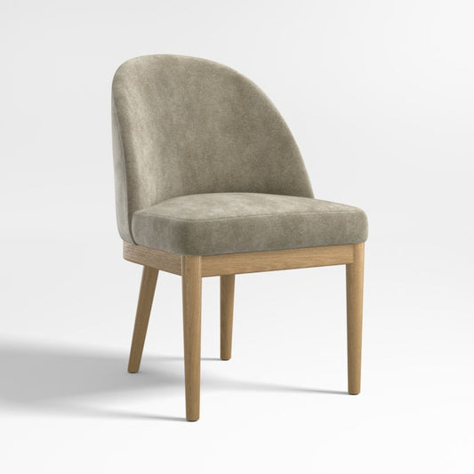 Ana Olive Green Velvet Dining Chair With Natural Legs