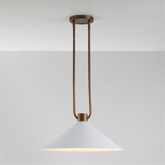 Andre White And Brass Cone Pendant Light