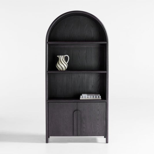 Annie Charcoal Brown Wood Storage Bookcase With Shelves By Leanne Ford