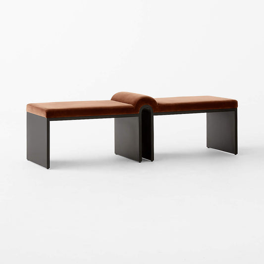 Arc Bronze Brown Velvet Bench