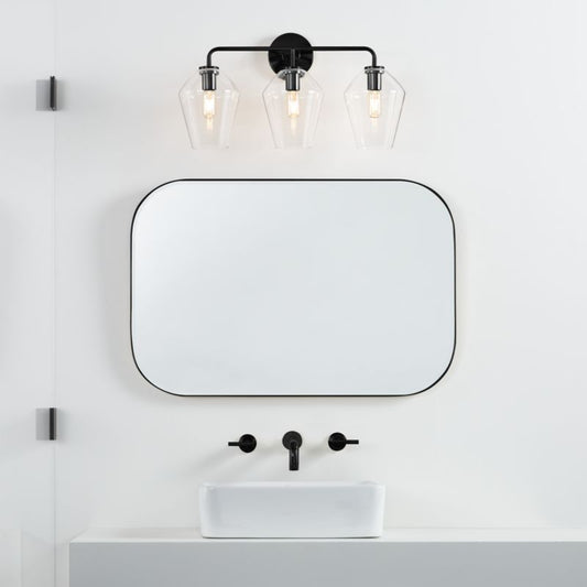 Arren Black 3-Light Wall Sconce With Clear Angled Shades