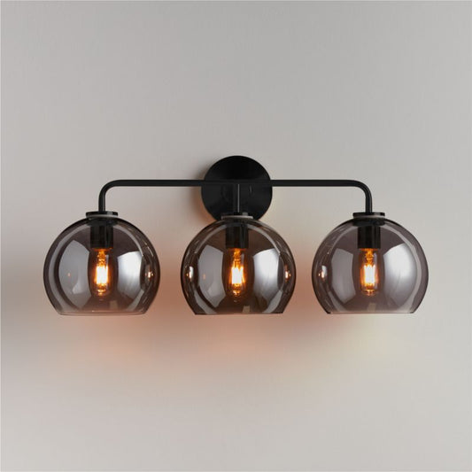 Arren Black 3-Light Wall Sconce With Silver Round Shades