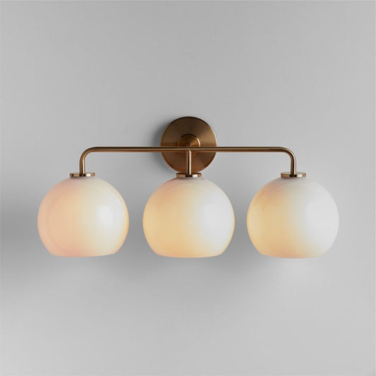 Arren Brass 3-Light Wall Sconce With Milk Round Shades