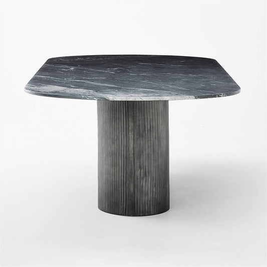 Aster 96" Oval Black Marble And Aluminum Dining Table