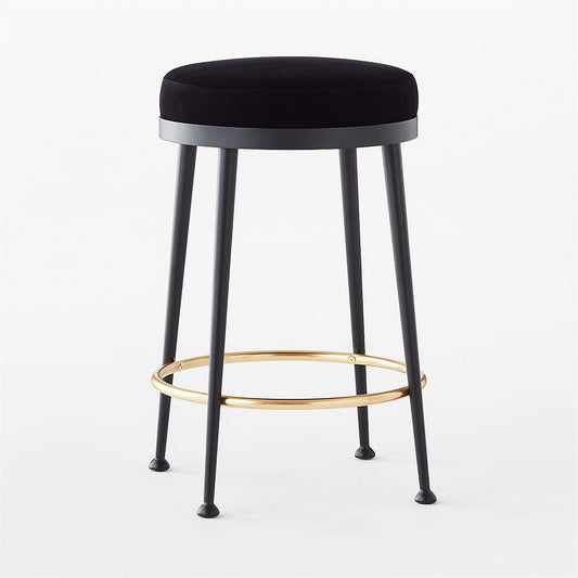 Atlas Black Velvet Counter Stool