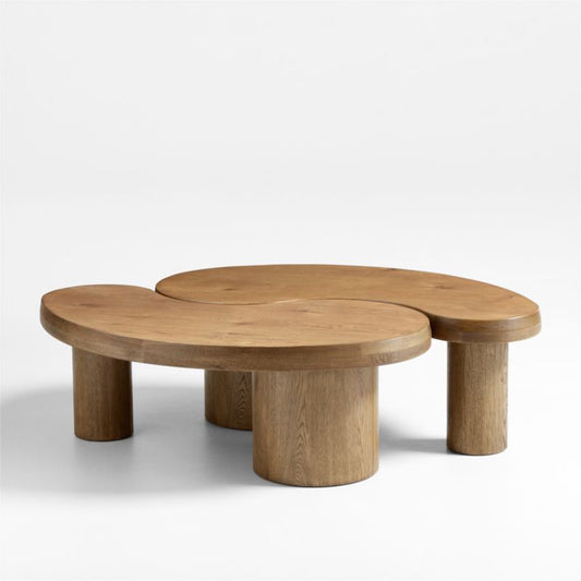 Augie Brown Oak Wood Nesting Coffee Tables By Jake Arnold