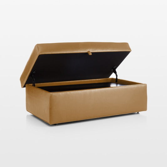 Axis Leather Storage Ottoman With Tray