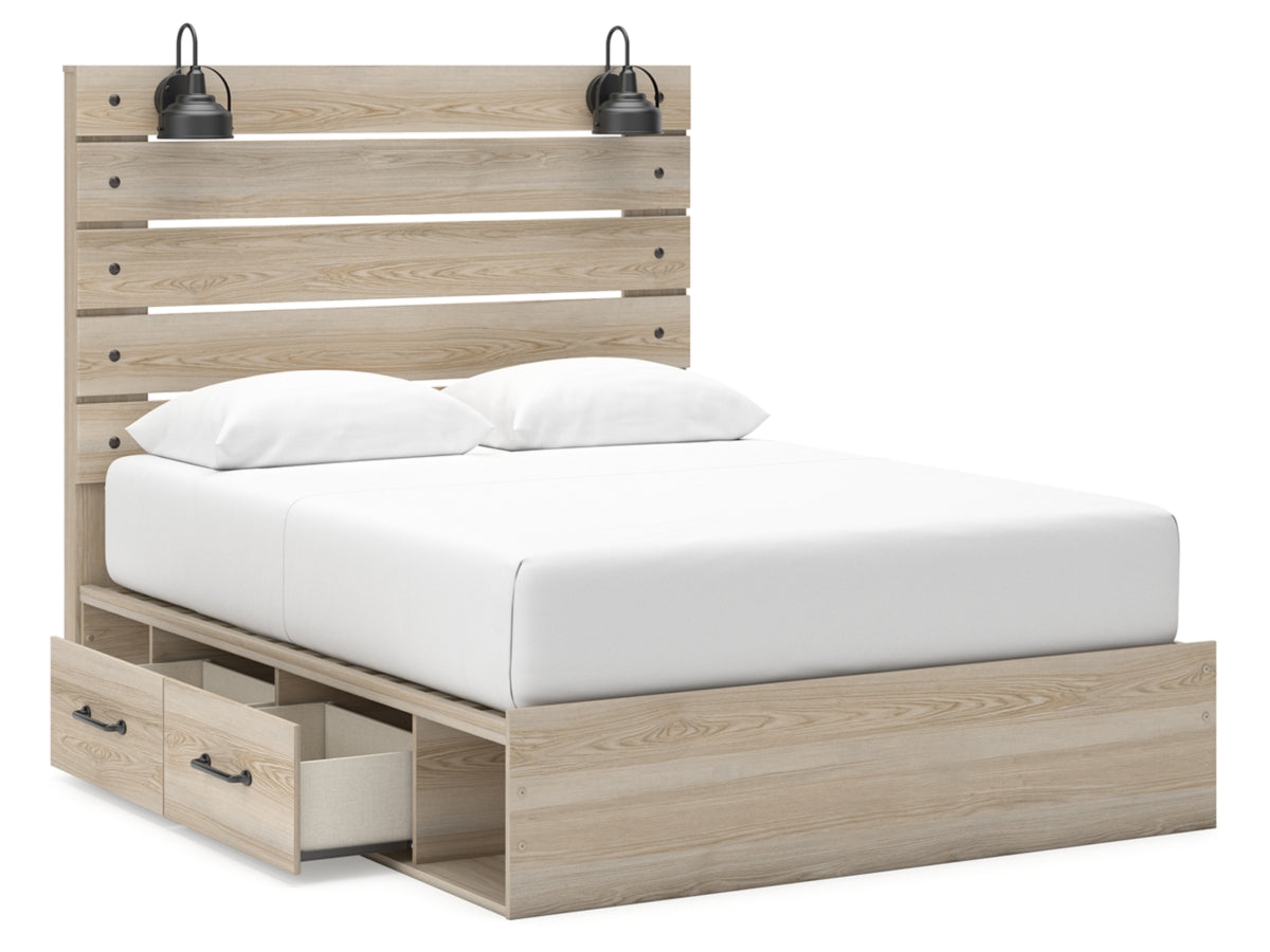 Senbry Panel Bed With 2 Storage Drawers And 2 Cubbies