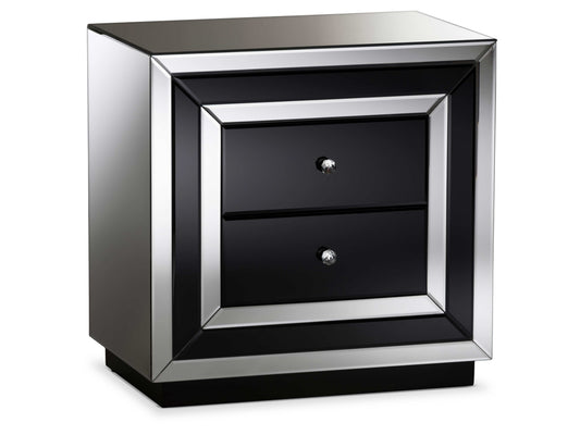 Cecilia Mirrored 2 Drawer Nightstand