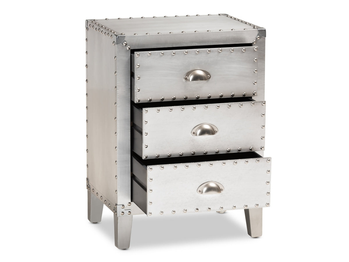 Claude Metal 3-Drawer Nightstand
