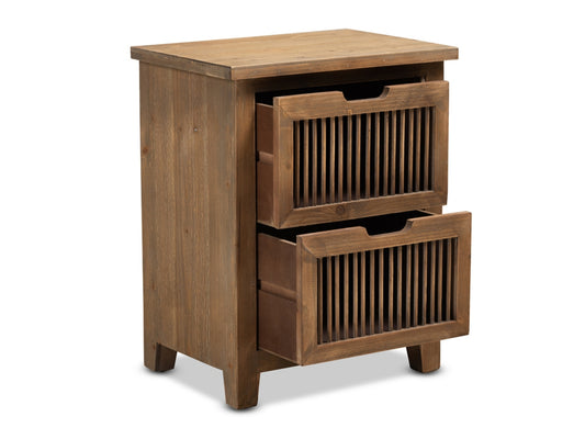 Clement Oak 2-Drawer Spindle Nightstand