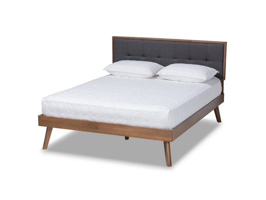 Baxton Studio Alke Mid-Century Upholstered Wood Platform Bed