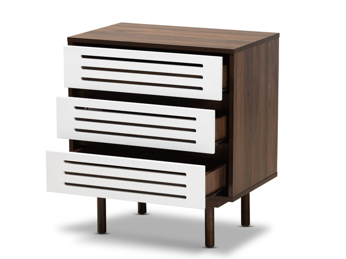 Meike Mid-Century Modern 3-Drawer Nightstand