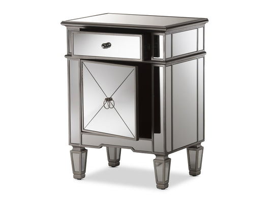 Baxton Studio Claudia Mirrored Nightstand