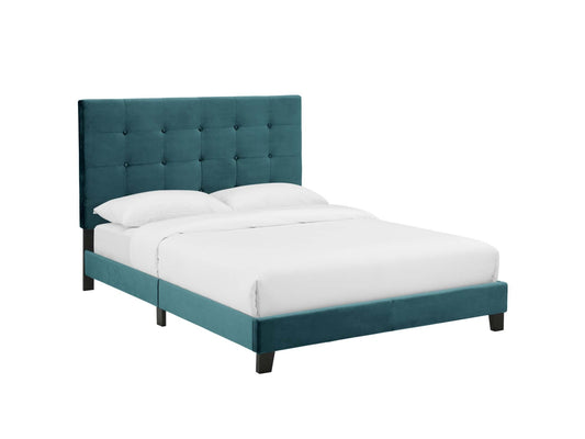 Melanie Tufted Button Upholstered Velvet Platform Bed