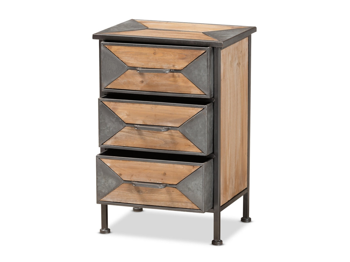 Baxton Studio Laurel 3-Drawer Nightstand