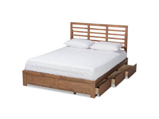 Baxton Studio Piera Wood Size 3-Drawer Platform Storage Bed