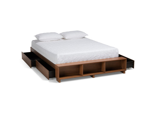 Arthur Wood Platform Bed With Built-In Shelves