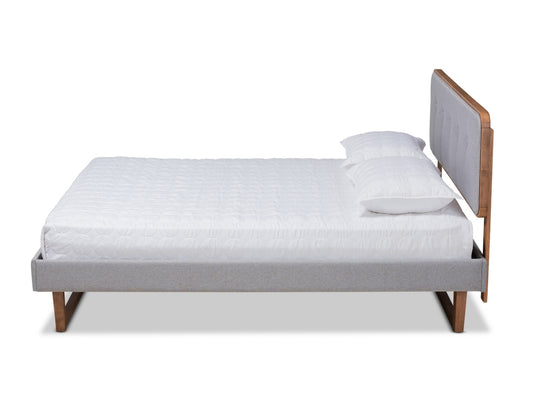 Sofia Mid-Century Upholstered And Wood Platform Bed