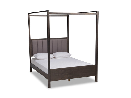 Nata Upholstered And Oak Wood Platform Canopy Bed