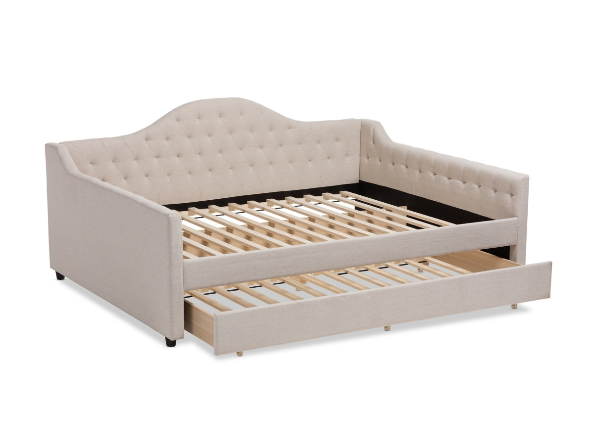 Curved Upholstered Daybed With Trundle