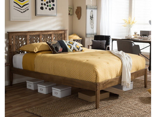 Tree Branch Design Wood Queen Size Platform Bed