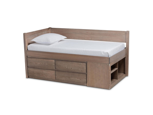 Baxton Studio Levon Wood 4-Drawer Storage Bed