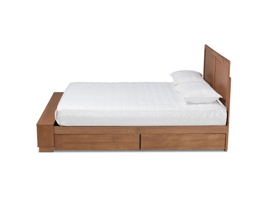 Baxton Studio Tamsin 4-Drawer Platform Storage Bed With Built-In Shelves