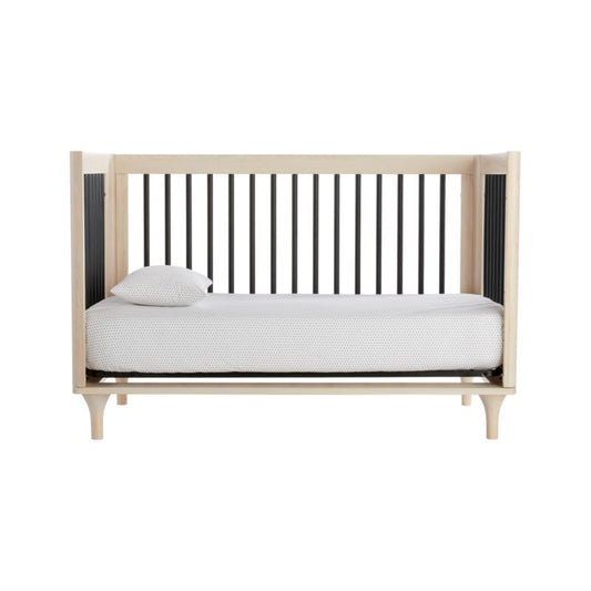 Babyletto Lolly Washed Natural & Black Wood 3-In-1 Convertible Baby Crib With Toddler Bed Conversion Kit