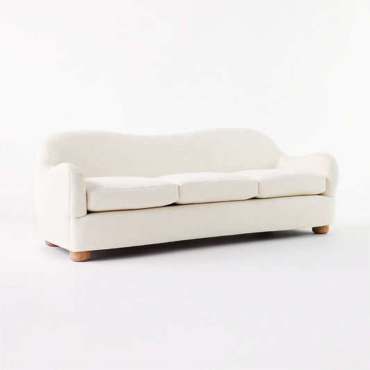 Bacio 86.5" Cream Boucle Sofa With Bleached Oak Legs By Ross Cassidy