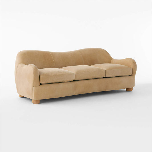 Bacio 86.5" Caramel Brown Leather Sofa By Ross Cassidy