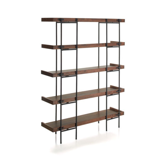 Beckett Dark Brown Wood 5-High Storage Bookshelf Sable