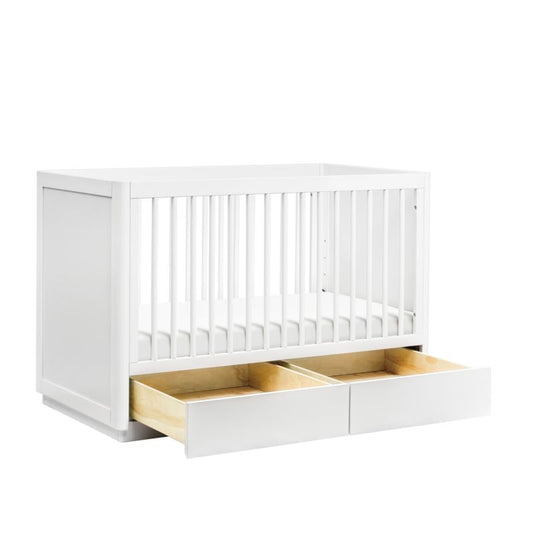 Babyletto Bento White Wood 3-In-1 Convertible Storage Baby Crib With Toddler Bed Conversion Kit