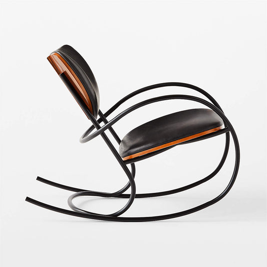 Bese Black Leather Rocking Chair