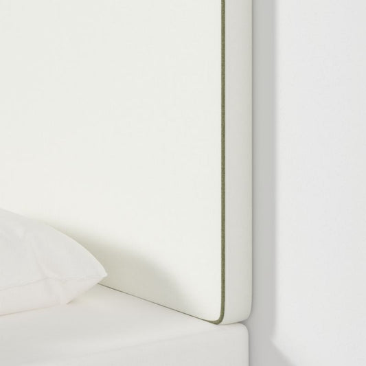 Bevel White With Green Piping Twin Wall-Mounted Headboard