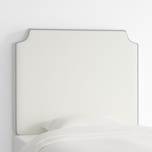 Bevel White With Blue Piping Twin Charging Wall-Mounted Headboard