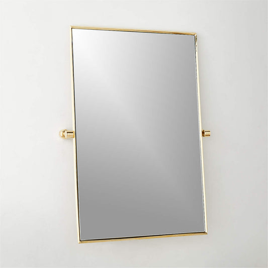 Blaine Polished Brass Rectangular Pivot Wall Mirror 24"X36"